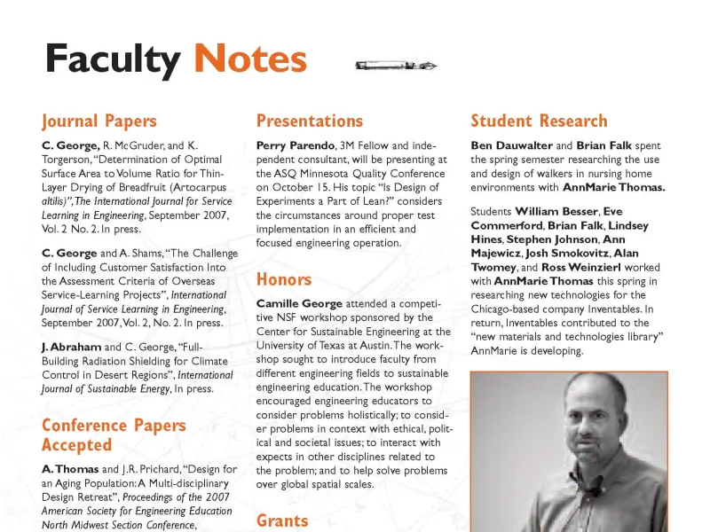 TechKnowledge newsletter faculty notes page