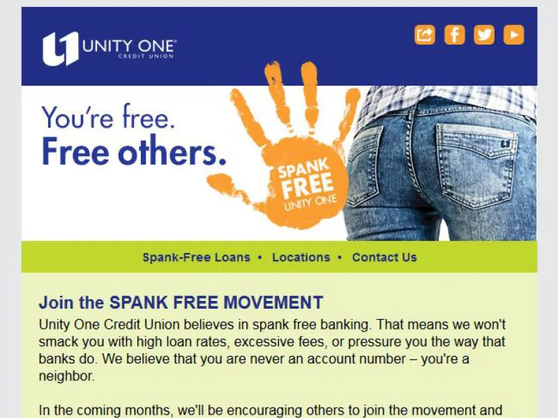 Screenshot of the Unity One email newsletter.