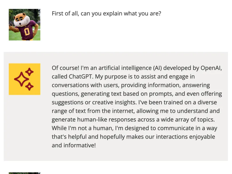 Screenshot of a text conversation from "An Interview with ChatGPT" article.