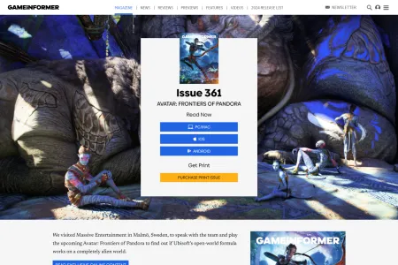 Desktop screenshot of Game Informer Magazine Landing page.