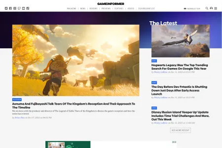 Screenshot showing the Game Informer homepage.